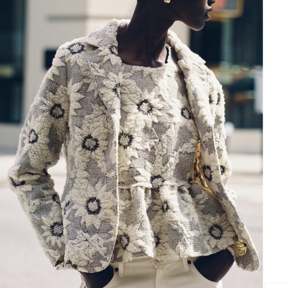 Zara Textured floral blazer, XL, GP1496 - Picture 2 of 9